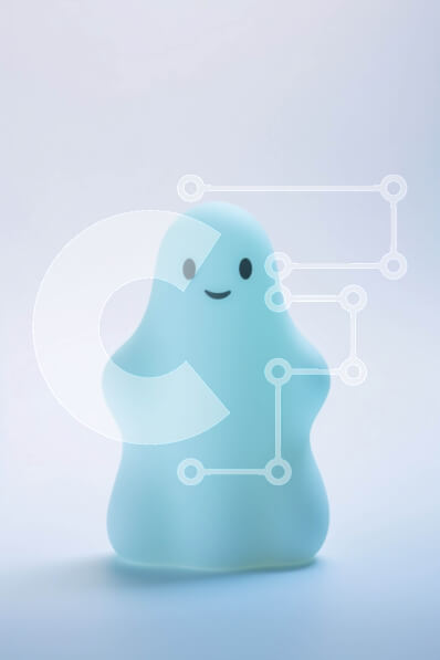 Intra Συλλεκτικό Ξύλινο Παζλ Plywood  4mm - Ανοιχτό μπλε ειδώλιο φαντασμάτων σε υπόλευκο φόντο Σε Ξύλινο Κουτί - Διαστάσεις: 10x10 cm – 25 κομμάτια