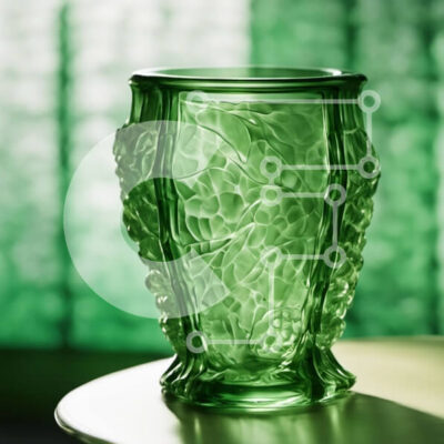 Intra Συλλεκτικό Ξύλινο Παζλ Plywood  4mm - Περίπλοκο σκαλισμένο πράσινο βάζο Σε Ξύλινο Κουτί - Διαστάσεις Puzzle: 10x10 cm – 25 κομμάτια - Image 1