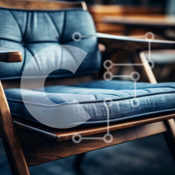 Intra Συλλεκτικό Ξύλινο Παζλ Plywood  4mm - Μοντέρνα Ξύλινη Καρέκλα με Μπλε Μαξιλάρι Σε Ξύλινο Κουτί - Διαστάσεις Puzzle: 10x10 cm – 25 κομμάτια - Image 1