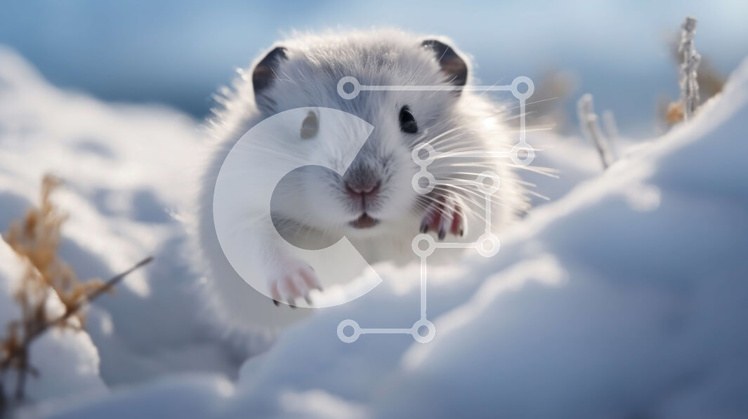 Intra Συλλεκτικό Ξύλινο Παζλ Plywood  4mm - Αξιολάτρευτη εικόνα ενός λευκού χάμστερ σε μια χιονισμένη σκηνή Σε Ξύλινο Κουτί - Διαστάσεις: 10x10 cm – 25 κομμάτια