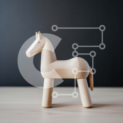 Intra Συλλεκτικό Ξύλινο Παζλ Plywood  4mm - Όμορφη εικόνα ενός ξύλινου παιχνιδιού αλόγων σε ένα ρουστίκ ξύλινο τραπέζι Σε Ξύλινο Κουτί - Διαστάσεις: 10x10 cm – 25 κομμάτια - Image 1