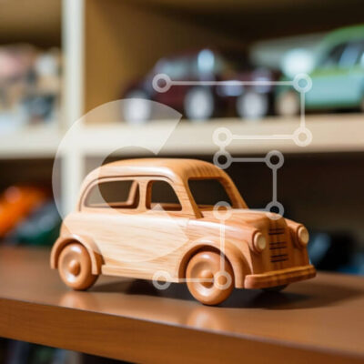 Intra Συλλεκτικό Ξύλινο Παζλ Plywood  4mm - Ξύλινο αυτοκίνητο στο ράφι με βιβλία Σε Ξύλινο Κουτί - Διαστάσεις: 10x10 cm – 25 κομμάτια - Image 1