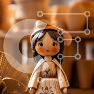 Intra Συλλεκτικό Ξύλινο Παζλ Plywood  4mm - Ξύλινη κούκλα σε ράφι με υφαντά καλάθια Σε Ξύλινο Κουτί - Διαστάσεις: 10x10 cm – 25 κομμάτια