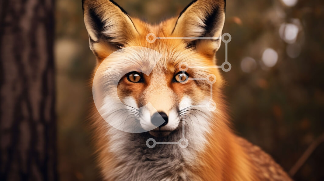 Intra Συλλεκτικό Ξύλινο Παζλ Plywood  4mm - Κόκκινη αλεπού με φωτεινή πορτοκαλί γούνα σε μια δασώδη περιοχή Σε Ξύλινο Κουτί - Διαστάσεις: 10x10 cm – 25 κομμάτια