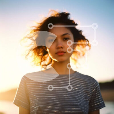 Intra Συλλεκτικό Ξύλινο Παζλ Plywood 4mm - Όμορφη εικόνα μιας νεαρής γυναίκας δίπλα στο νερό στο ηλιοβασίλεμα Σε Ξύλινο Κουτί - Διαστάσεις Puzzle: 10x10 cm – 25 κομμάτια - Image 1