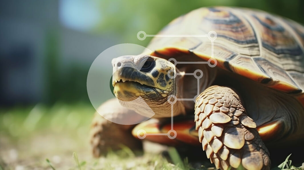 Intra Συλλεκτικό Ξύλινο Παζλ Plywood  4mm - Χελώνα που κάθεται στο γρασίδι στον κήπο Σε Ξύλινο Κουτί - Διαστάσεις: 10x10 cm – 25 κομμάτια