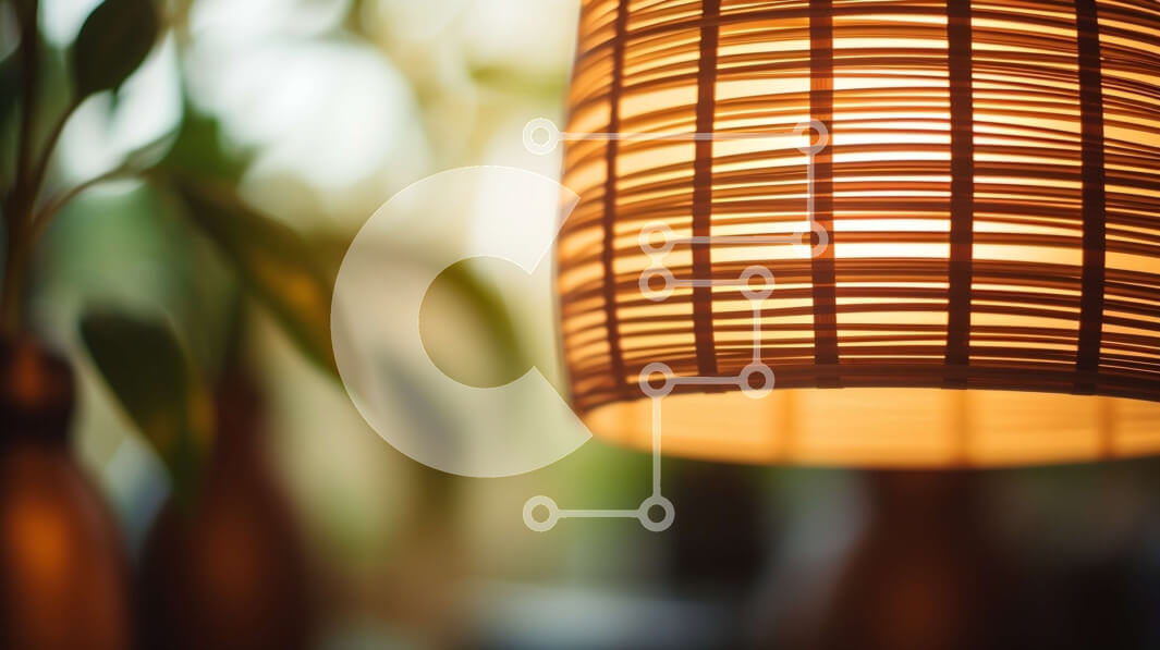 Intra Συλλεκτικό Ξύλινο Παζλ Plywood  4mm - Κοντινό πλάνο κρεμαστό φωτιστικό μπαμπού με ζεστό φως Σε Ξύλινο Κουτί - Διαστάσεις Puzzle: 10x10 cm – 25 κομμάτια