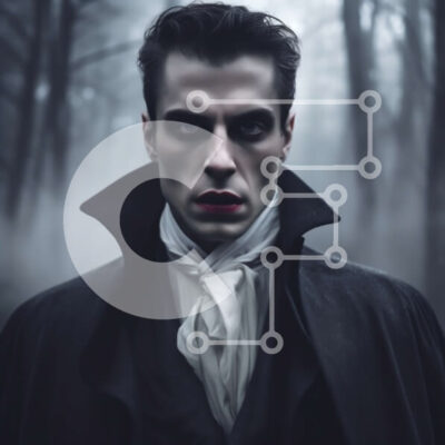 Intra Συλλεκτικό Ξύλινο Παζλ Plywood  4mm - Mysterious Man in Dark Forest με κόκκινο κραγιόν και μαύρο eyeliner Σε Ξύλινο Κουτί - Διαστάσεις Puzzle: 10x10 cm – 25 κομμάτια - Image 1