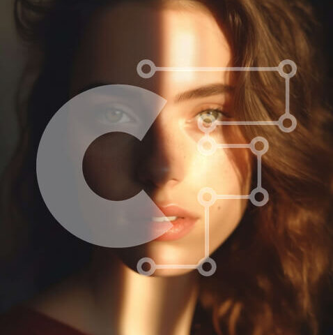 Intra Συλλεκτικό Ξύλινο Παζλ Plywood  4mm - Πορτρέτο μιας γυναίκας με σγουρά καστανά μαλλιά και πράσινα μάτια Σε Ξύλινο Κουτί - Διαστάσεις Puzzle: 10x10 cm – 25 κομμάτια - Image 1