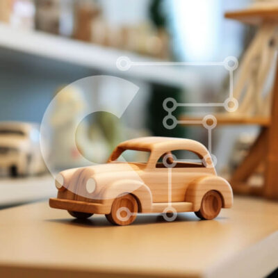 Intra Συλλεκτικό Ξύλινο Παζλ Plywood  4mm - Ξύλινο αυτοκίνητο παιχνιδιών σε ξύλινο τραπέζι με ράφι παιχνιδιών Σε Ξύλινο Κουτί - Διαστάσεις: 10x10 cm – 25 κομμάτια - Image 1