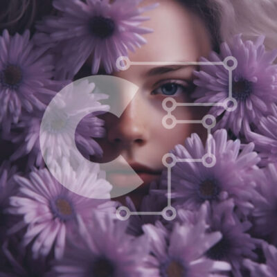 Intra Συλλεκτικό Ξύλινο Παζλ Plywood 4mm - Όμορφο πορτρέτο μιας γαλήνιας γυναίκας σε ένα χωράφι με μωβ λουλούδια Σε Ξύλινο Κουτί - Διαστάσεις Puzzle: 10x10 cm – 25 κομμάτια - Image 1