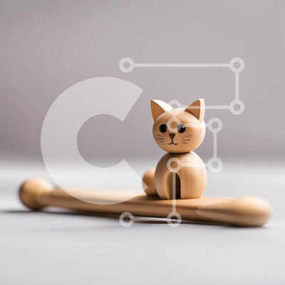 Intra Συλλεκτικό Ξύλινο Παζλ Plywood  4mm - Αξιολάτρευτο ξύλινο παιχνίδι γάτας με μπάλα Σε Ξύλινο Κουτί - Διαστάσεις: 10x10 cm – 25 κομμάτια - Image 1