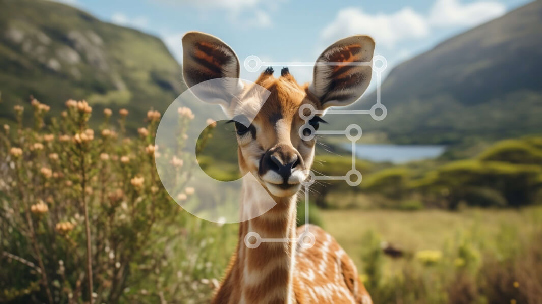 Intra Συλλεκτικό Ξύλινο Παζλ Plywood  4mm - Μωρό αντιλόπη σε ένα χορταριασμένο χωράφι με βουνά Σε Ξύλινο Κουτί - Διαστάσεις: 10x10 cm – 25 κομμάτια