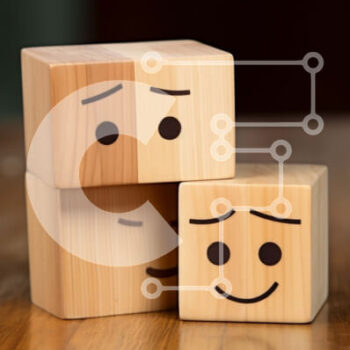 Intra Συλλεκτικό Ξύλινο Παζλ Plywood  4mm - Ξύλινοι μπλοκ με χαμογελαστά και θλιμμένα πρόσωπα Σε Ξύλινο Κουτί - Διαστάσεις Puzzle: 10x10 cm – 25 κομμάτια - Image 1