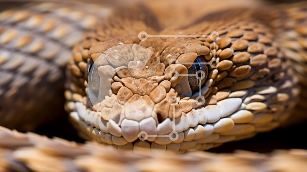 Intra Συλλεκτικό Ξύλινο Παζλ Plywood  4mm - Κοντινό πλάνο του κεφαλιού ενός κροταλία Σε Ξύλινο Κουτί - Διαστάσεις: 10x10 cm – 25 κομμάτια