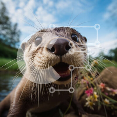 Intra Συλλεκτικό Ξύλινο Παζλ Plywood  4mm - Κοντινή όψη του προσώπου μιας βίδρας με παιχνιδιάρικη έκφραση Σε Ξύλινο Κουτί - Διαστάσεις: 10x10 cm – 25 κομμάτια - Image 1