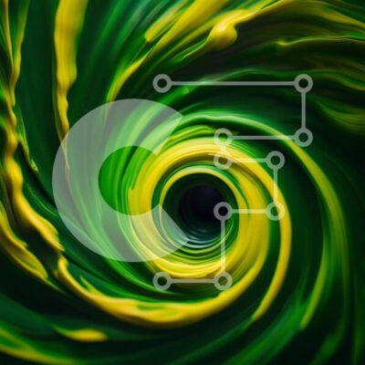 Intra Συλλεκτικό Ξύλινο Παζλ Plywood  4mm - Puzzle με Θέμα Abstract Art: Swirling Vortex of Green and Yellow Paint Σε Ξύλινο Κουτί - Διαστάσεις Puzzle: 10x10 cm – 25 κομμάτια - Image 1