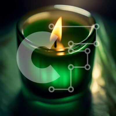 Intra Συλλεκτικό Ξύλινο Παζλ Plywood  4mm - Όμορφη εικόνα ενός πράσινου κεριού σε μια σκοτεινή επιφάνεια Σε Ξύλινο Κουτί - Διαστάσεις Puzzle: 10x10 cm – 25 κομμάτια - Image 1