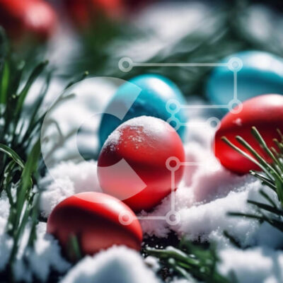 Intra Συλλεκτικό Ξύλινο Παζλ Plywood  4mm - Πολύχρωμα Πασχαλινά αυγά στο χιόνι με πευκοβελόνες Σε Ξύλινο Κουτί - Διαστάσεις: 10x10 cm – 25 κομμάτια - Image 1