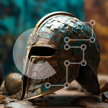 Intra Συλλεκτικό Ξύλινο Παζλ Plywood  4mm - Αρχαίο κράνος και κεραμική σε βράχους Σε Ξύλινο Κουτί - Διαστάσεις Puzzle: 10x10 cm – 25 κομμάτια - Image 1