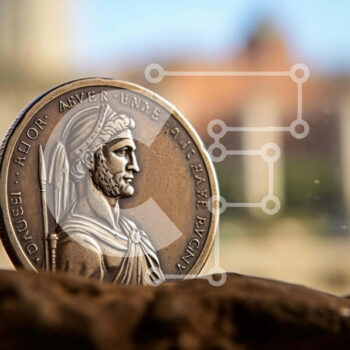 Intra Συλλεκτικό Ξύλινο Παζλ Plywood  4mm - Κέρμα του Ρωμαίου Αυτοκράτορα Ιούλιου Καίσαρα στους βράχους Σε Ξύλινο Κουτί - Διαστάσεις Puzzle: 10x10 cm – 25 κομμάτια - Image 1