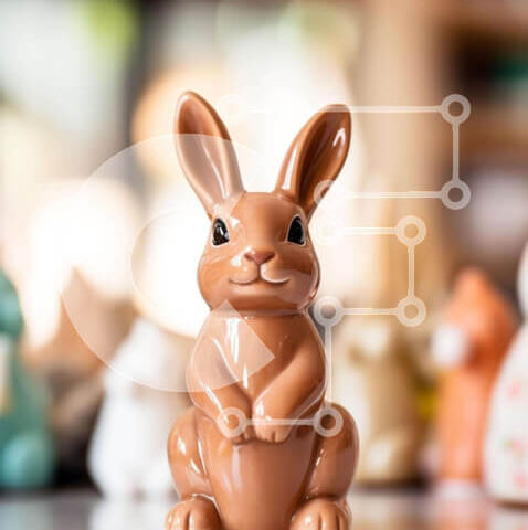 Intra Συλλεκτικό Ξύλινο Παζλ Plywood  4mm - Καφέ ειδώλιο λαγουδάκι στο τραπέζι με κατσαρόλες και τηγάνια Σε Ξύλινο Κουτί - Διαστάσεις: 10x10 cm – 25 κομμάτια - Image 1