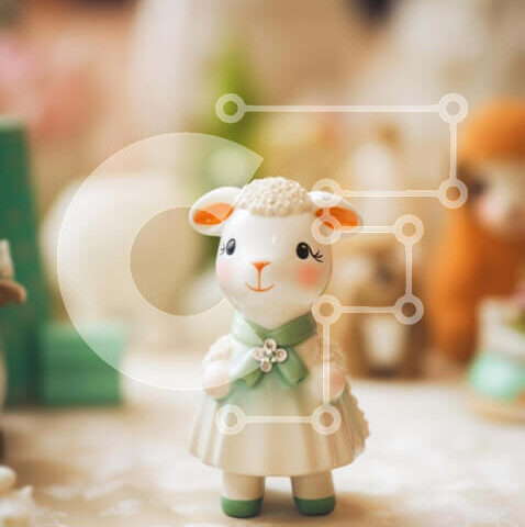 Intra Συλλεκτικό Ξύλινο Παζλ Plywood 4mm - Μικρό λευκό ειδώλιο προβάτου ανάμεσα σε αρκουδάκια και κούκλες Σε Ξύλινο Κουτί - Διαστάσεις: 10x10 cm – 25 κομμάτια - Image 1