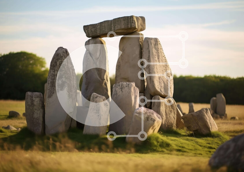 Intra Συλλεκτικό Ξύλινο Παζλ Plywood  4mm - Στόουνχεντζ σε ανοιχτό πεδίο Σε Ξύλινο Κουτί - Διαστάσεις Puzzle: 10x10 cm – 25 κομμάτια