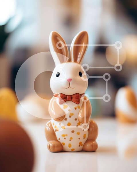 Intra Συλλεκτικό Ξύλινο Παζλ Plywood  4mm - Ειδώλιο λαγουδάκι του Πάσχα στο τραπέζι με πασχαλινά αυγά Σε Ξύλινο Κουτί - Διαστάσεις Puzzle: 10x10 cm – 25 κομμάτια