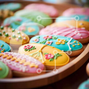 Intra Συλλεκτικό Ξύλινο Παζλ Plywood  4mm - Πολύχρωμα πασχαλινά κουλουράκια με πασχαλινό λαγουδάκι Σε Ξύλινο Κουτί - Διαστάσεις: 10x10 cm – 25 κομμάτια