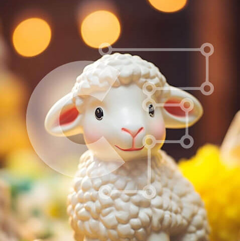 Intra Συλλεκτικό Ξύλινο Παζλ Plywood 4mm - Λευκό ειδώλιο προβάτου στο τραπέζι με λουλούδια και κεριά Σε Ξύλινο Κουτί - Διαστάσεις Puzzle: 10x10 cm – 25 κομμάτια - Image 1