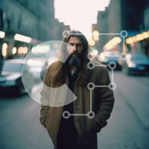 Intra Συλλεκτικό Ξύλινο Παζλ Plywood  4mm - Γενειοφόρος άνδρας στην Urban Street Σε Ξύλινο Κουτί - Διαστάσεις Puzzle: 10x10 cm – 25 κομμάτια