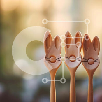 Intra Συλλεκτικό Ξύλινο Παζλ Plywood  4mm - Ξύλινα κουτάλια με πρόσωπα λαγουδάκι Σε Ξύλινο Κουτί - Διαστάσεις Puzzle: 10x10 cm – 25 κομμάτια - Image 1