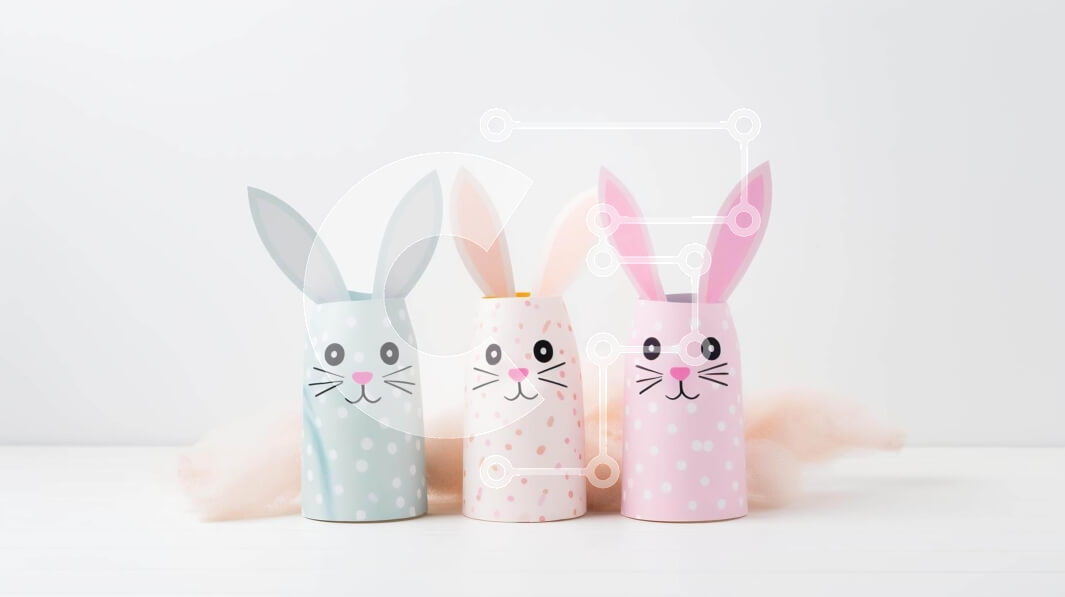 Intra Συλλεκτικό Ξύλινο Παζλ Plywood  4mm - Πολύχρωμα πασχαλινά χάρτινα κουνελάκια για ανοιξιάτικες διακοσμήσεις Σε Ξύλινο Κουτί - Διαστάσεις Puzzle: 10x10 cm – 25 κομμάτια