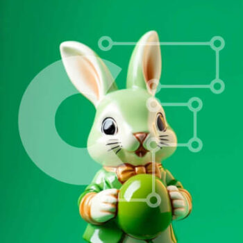 Intra Συλλεκτικό Ξύλινο Παζλ Plywood  4mm - Πράσινο ειδώλιο λαγουδάκι με μήλο για ειδικές περιστάσεις Σε Ξύλινο Κουτί - Διαστάσεις Puzzle: 10x10 cm – 25 κομμάτια - Image 1