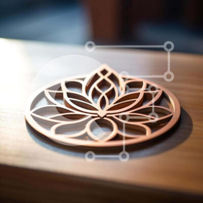 Intra Συλλεκτικό Ξύλινο Παζλ Plywood  4mm - Κυκλικό μεταλλικό σχέδιο σε ξύλινο τραπέζι Σε Ξύλινο Κουτί - Διαστάσεις: 10x10 cm – 25 κομμάτια - Image 1