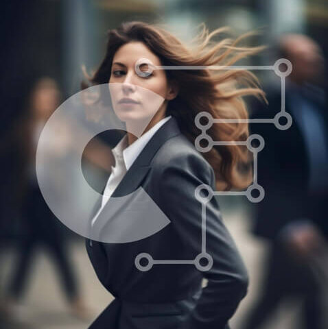 Intra Συλλεκτικό Ξύλινο Παζλ Plywood  4mm - Επιχειρηματίας που περπατά με θολό φόντο Σε Ξύλινο Κουτί - Διαστάσεις Puzzle: 10x10 cm – 25 κομμάτια - Image 1