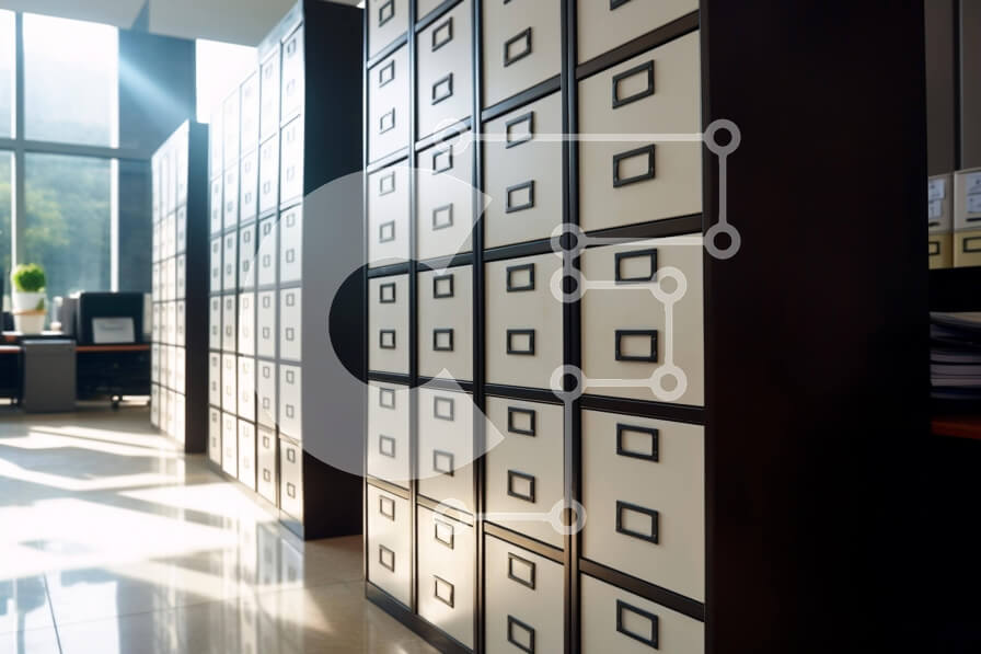 Intra Συλλεκτικό Ξύλινο Παζλ Plywood  4mm - Μεγάλος χώρος γραφείου με αρχειοθήκες και γραφεία Σε Ξύλινο Κουτί - Διαστάσεις Puzzle: 10x10 cm – 25 κομμάτια - Image 1