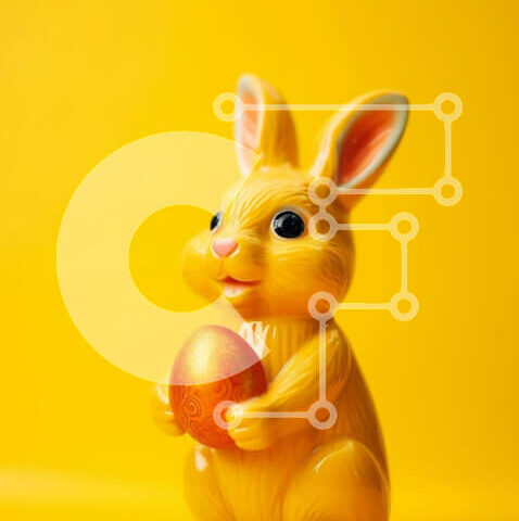 Intra Συλλεκτικό Ξύλινο Παζλ Plywood  4mm - Καλό Πάσχα λαγουδάκι που κρατά αυγό ειδώλιο Σε Ξύλινο Κουτί - Διαστάσεις Puzzle: 10x10 cm – 25 κομμάτια - Image 1