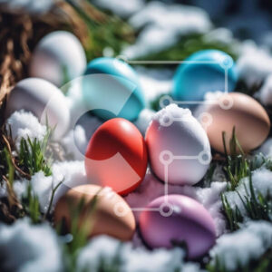 Intra Συλλεκτικό Ξύλινο Παζλ Plywood  4mm - Πολύχρωμα Πασχαλινά αυγά στο χιόνι Σε Ξύλινο Κουτί - Διαστάσεις: 10x10 cm – 25 κομμάτια