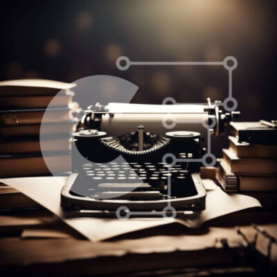 Intra Συλλεκτικό Ξύλινο Παζλ Plywood  4mm - Παλιομοδίτικη γραφομηχανή στη στοίβα βιβλίων Σε Ξύλινο Κουτί - Διαστάσεις: 10x10 cm – 25 κομμάτια - Image 1