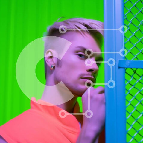 Intra Συλλεκτικό Ξύλινο Παζλ Plywood 4mm - Νεαρός άνδρας που κλίνει ενάντια στον πορτοκαλί φράκτη Σε Ξύλινο Κουτί - Διαστάσεις Puzzle: 10x10 cm – 25 κομμάτια - Image 1