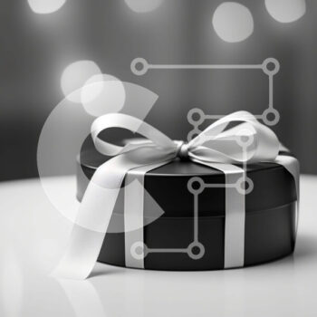 Intra Συλλεκτικό Ξύλινο Παζλ Plywood  4mm - Μαύρο και άσπρο κουτί δώρου σε τραπέζι οβάλ σχήματος με λαμπερά φώτα Σε Ξύλινο Κουτί - Διαστάσεις Puzzle: 10x10 cm – 25 κομμάτια - Image 1