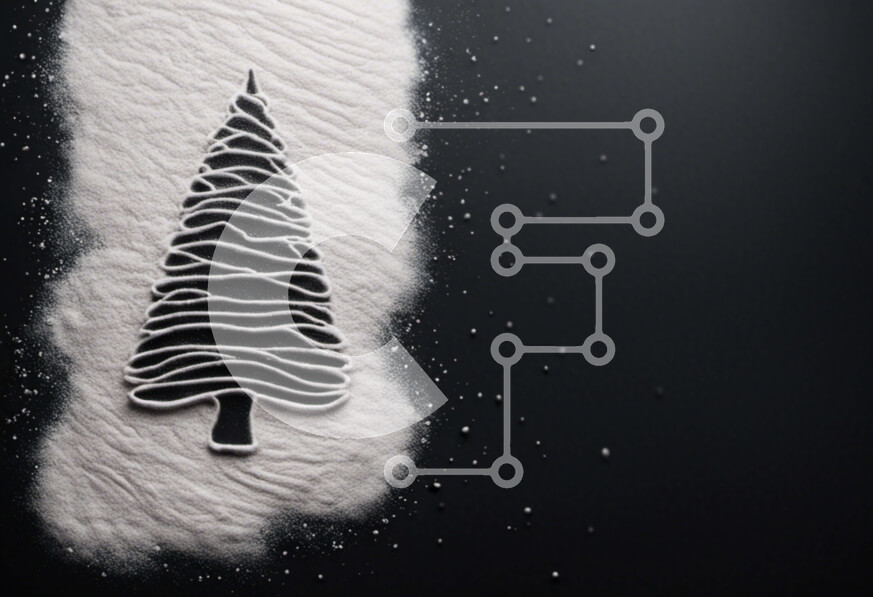 Intra Συλλεκτικό Ξύλινο Παζλ Plywood  4mm - Χιονισμένο χριστουγεννιάτικο δέντρο σε μαύρο φόντο Σε Ξύλινο Κουτί - Διαστάσεις Puzzle: 10x10 cm – 25 κομμάτια