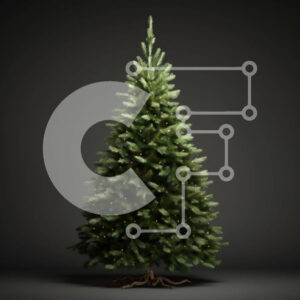 Intra Συλλεκτικό Ξύλινο Παζλ Plywood  4mm - Ενιαίο πράσινο χριστουγεννιάτικο δέντρο σε μαύρο φόντο Σε Ξύλινο Κουτί - Διαστάσεις: 10x10 cm – 25 κομμάτια