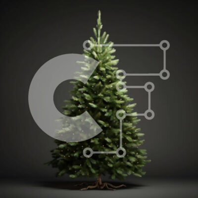 Intra Συλλεκτικό Ξύλινο Παζλ Plywood  4mm - Ενιαίο πράσινο χριστουγεννιάτικο δέντρο σε μαύρο φόντο Σε Ξύλινο Κουτί - Διαστάσεις: 10x10 cm – 25 κομμάτια - Image 1