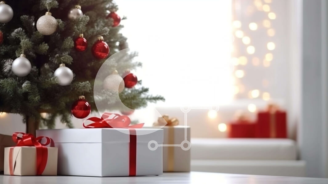 Intra Συλλεκτικό Ξύλινο Παζλ Plywood  4mm - Λευκό χριστουγεννιάτικο δέντρο με δώρα και δώρα Σε Ξύλινο Κουτί - Διαστάσεις: 10x10 cm – 25 κομμάτια