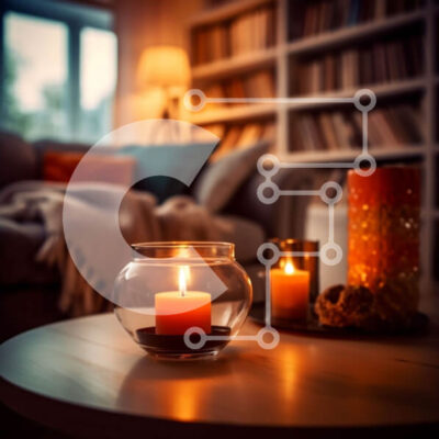 Intra Συλλεκτικό Ξύλινο Παζλ Plywood  4mm - Άνετο σαλόνι με χαμηλό φωτισμό και βιβλία Σε Ξύλινο Κουτί - Διαστάσεις Puzzle: 10x10 cm – 25 κομμάτια - Image 1