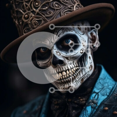 Intra Συλλεκτικό Ξύλινο Παζλ Plywood  4mm - Άνδρας με καπέλο και σκελετό κοστούμι Σε Ξύλινο Κουτί - Διαστάσεις Puzzle: 10x10 cm – 25 κομμάτια - Image 1