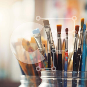 Intra Συλλεκτικό Ξύλινο Παζλ Plywood  4mm - Γυάλινο βάζο Art Studio με πινέλα ζωγραφικής Σε Ξύλινο Κουτί - Διαστάσεις Puzzle: 10x10 cm – 25 κομμάτια